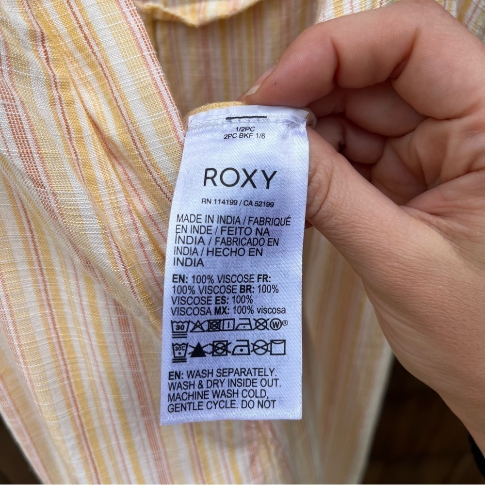 Roxy Feelings Explained Banana Creme Maui Stripe Cropped Jumpsuit Size XSmall - Picture 10 of 16